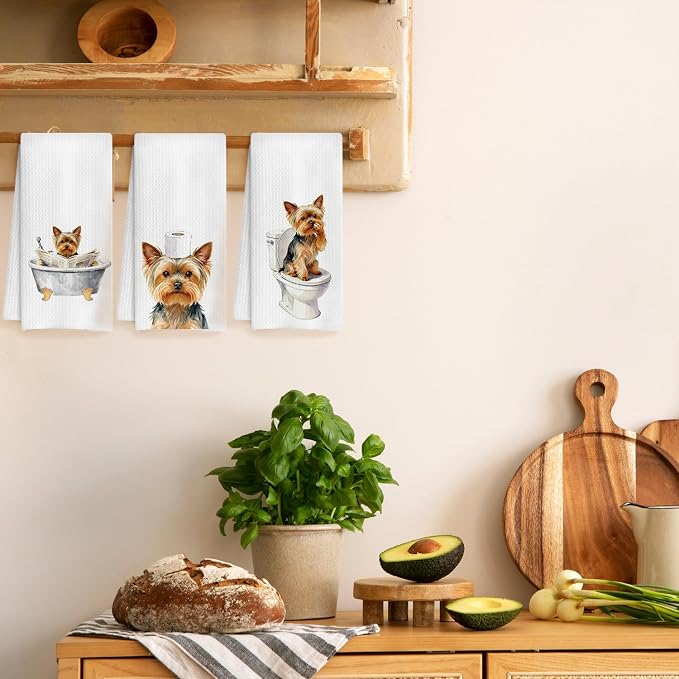 Funny Yorkshire Terrier Bathroom Decor Hand Towels, Yorkshire Terrier Mom Gifts, Gifts forYorkshire Terrier Lovers, Kids Dog Bathroom Decor, 16x24 Inch Set of 3
