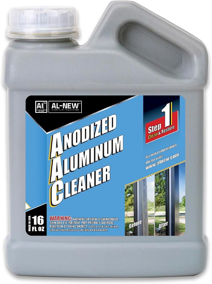 AL-NEW Anodized Aluminum Cleaner | Retail & Commercial Cleaner Perfect For Use On Anodized Windows, Doors, & More (16oz Cleaner)