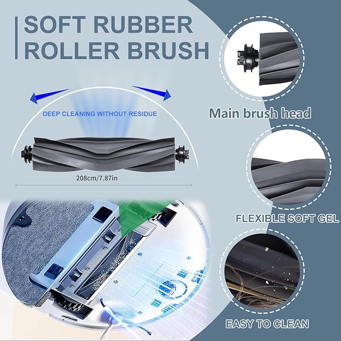 25 PCS Accessories for Dreame D10 Plus Gen 2 Robot Vacuum Cleaner Spare Parts, 2 Rubber Main Brush, 4 Filters, 6 Mop Pad, 6 Dust Bags, 6 Side Brush,1 Cleaning Tool