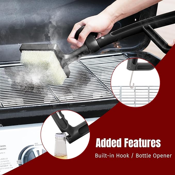SHINESTAR Grill Brush for Outdoor Grill with Aramid Fiber - Cleaning BBQ Grill Brush and Scraper, Grill Brush Bristle Free with Non Metal Bristles, Replaceable Head for Weber Traeger Grates