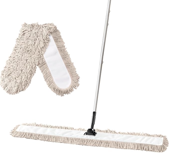 ARTIPOLY Commercial Dust Mop & Floor Sweeper，55" Industrial Dry Mop with Heavy Duty Long Handle, Premium Cotton Dust Mop Head for Hardwood Floors, Industrial, Commercial, and Residential Cleaning