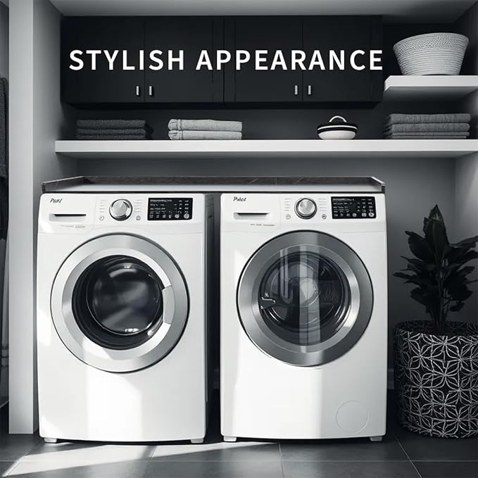 Life Finds 54 inch Washer Dryer Countertop with Safety Ledge for Laundry Room Organization, Black Marble Pattern, LF-WDCT1BM