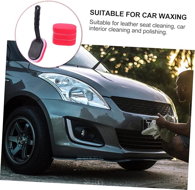 MAGICLULU 10pcs Tire Waxing Brush Kit Replaceable Car Cleaning Applicator Handle for Waxing Polishing and Interior Detailing