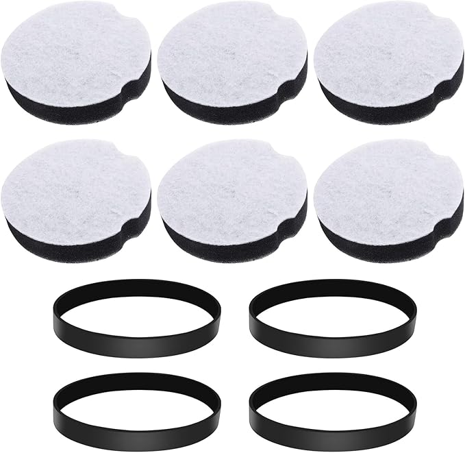 KEEPOW Vacuum Filter for Bissell Powerforce Compact Lightweight Upright Vacuum, Belt for Bissell Powerforce Compact, Fit Model 3508, 2112, 1520, 23T7 Series, Part 1604895/1604896, (6 +4 Pack)