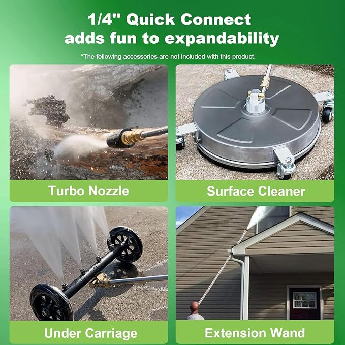 Electric Pressure Washer, 5000 PSI 3.9 GPM Heavy Duty Power Washer with Foam Cannon, 4 Nozzle Tips,33FT Hose and Soap Bottle for Home/Cars/Driveways/Patios/Decks/Fences,Green