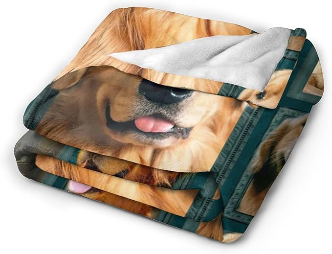 Golden Retriever Gifts and Decor - Cute Dog Throw Blanket for Girls, Women, Kids, Adults - Soft, Warm, Cozy Fleece Blanket for Couch, Sofa, Bed - 50"x40"