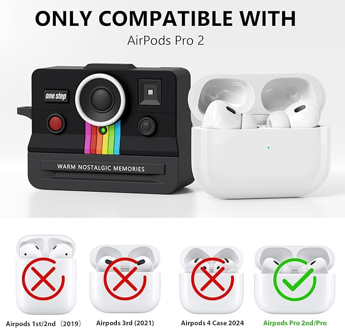 VISOOM Retro Case for AirPods Pro Case Cover Women Men,Fashion Silicone Air iPods Pro 2 1 Gen Case with Cleanner Kit Compatible with Apple Airpods Pro 2nd 1st Generation Cases,Black