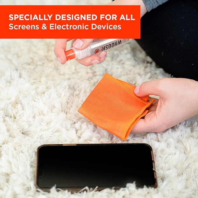 WHOOSH! Screen Cleaner Spray & Microfiber Cloth Bundle | 16.9 & 1 fl oz + 2 Microfiber Cloths (14x14 & 6x6)