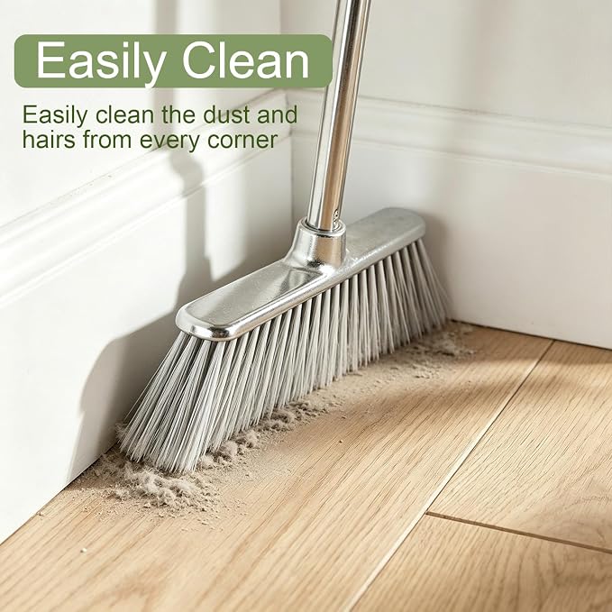 Indoor Soft Bristles Angle Sweeping Broom with Long Handle for Kitchen Hardwood Floor Cleaning