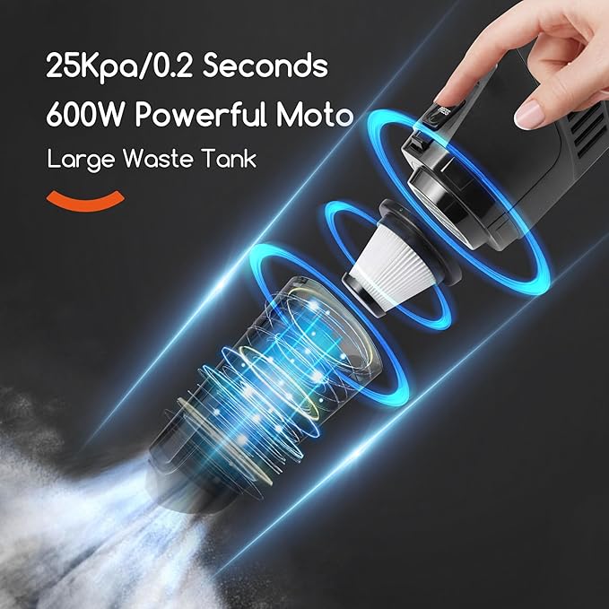 REECOO Lightweight Vacuum Cleaners for Home, Unique Vacuum and Mop Combo - 3 Dust Filters/Microfiber Pads, Corded Stick Vacuums & Electric Brooms - 600W 25Kpa Suction for Kitchen, Bedroom, Living Room