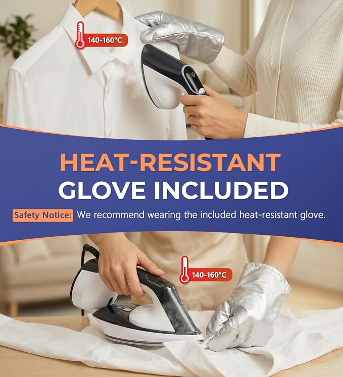 Steam Iron for Clothes, 1600W 2-in-1 Iron & Steamer with Detachable Ceramic Soleplate, Converts from Steamer to Iron in Seconds, Auto-Off, Self-Cleaning, Wrinkle Remover for All Fabrics