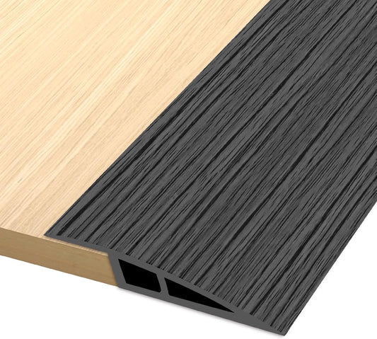 Vinyl Door Threshold Flooring Transition Strip Self Adhesive Carpet Edging Strip for Laminate Doorway Edge Threshold from 2/5" to 3/5" (Dark Gray Wood Grain, 6.6 Ft)