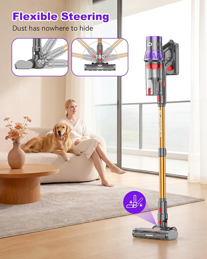YU7 Max Cordless Vacuum Cleaner, 650W 55kPa Stick Vac with Intelligent Auto Mode, Up to 80 Min Long Runtime, Self-Standing Wireless Vaccum for Home, Pet Hair, Carpets & Hard Floors