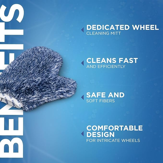 Gyeon Wheel Mitt Evo Ergonomic Microfiber Wheel Cleaning mitt for Safe Scratch‑Free Rim Detailing with Twist‑Loop fibers Superior Dirt Pickup and Glide for Tight Spokes and Sensitive finishes
