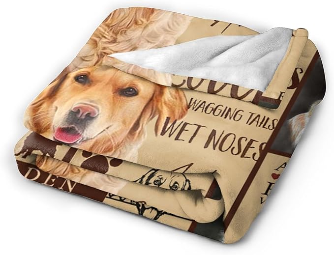 Golden Retriever Blanket Gifts and Decor - Cute Dog Throw for Girls, Women, Kids, Adults - Soft Warm Cozy Fleece for Couch, Sofa, Bed 50"x40"