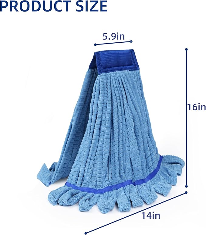 Large Microfiber Tube Mop Heads,Heavy Duty Mop Head,Highly Absorbent,Commercial Mop Head Replacement,Wet Mop Heads Replacement,for Hardwood, Tile, Laminate Floors (Blue Grey Yellow - 6 Pack)