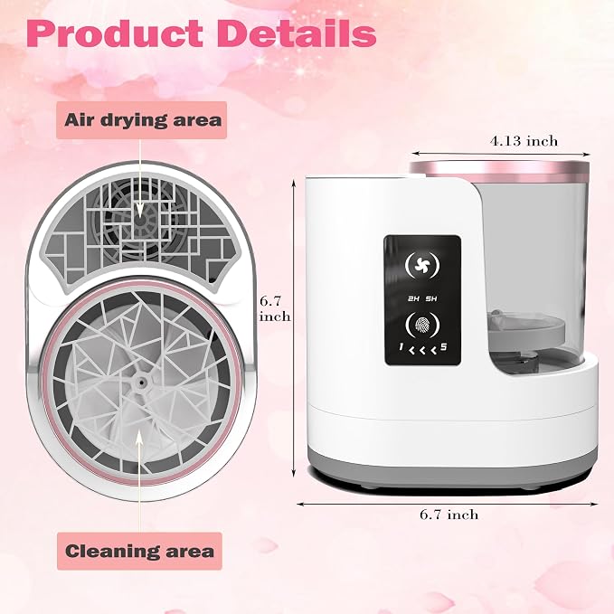 Makeup Brush Cleaner 3 in 1 Electric Makeup Brush Cleaner and Dryer, Automatic Brush Cleaner Machine with Multi-Hour Drying Settings, Portable Design for All Makeup Brush Types