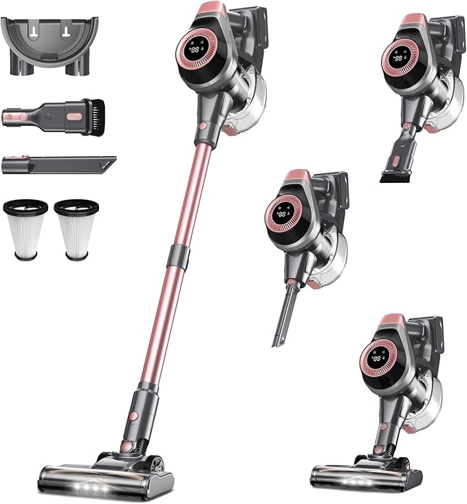 Dzaki N1 Cordless Vacuum Cleaner, 400W 35KPa Cordless Vacuum Cleaner for Home, Cordless Stick Vacuum with LED Display, Anti-Tangle Self-Standing Rechargeable Stick Vacuum for Home Pet Hair Hard Floor