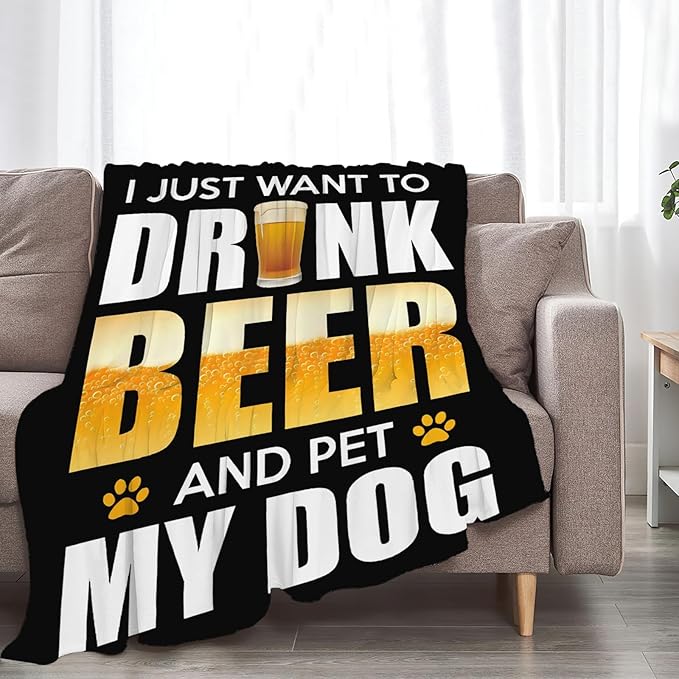 Tijuboni Beer Throw Blanket Beer Gifts for Men Women Adults Soft Flannel Fleece Blanket for Couch Sofa Bed Home Decor 60"x80"