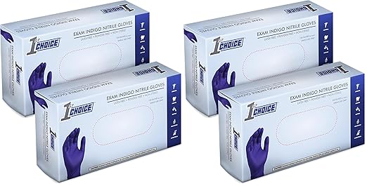 1st Choice Nitrile Disposable Gloves Indigo Nitrile Medium Gloves Disposable Latex Free Exam Grade Gloves 2 Boxes of 100 (Pack of 2)