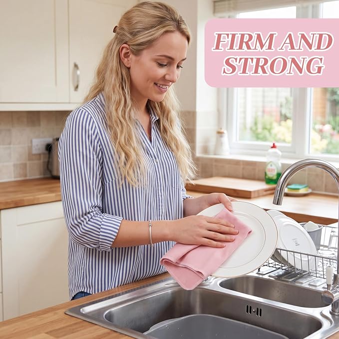 36 Pack Reusable Cleaning Cloths Washable Cotton Kitchen Towels for Home(Gentle,Pink)