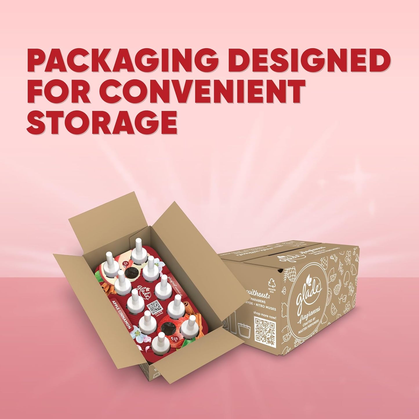 Glade PlugIns Refills Air Freshener, Scented and Essential Oils for Home and Bathroom, Apple Cinnamon, 6.7 Fl Oz, 10 Count (Packaging May Vary)