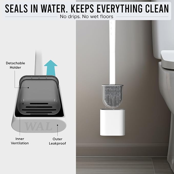 Modern Minimalist Silicone Toilet Brushes & Holders - Pack of 4 Toilet Bowl Brushes White - Self-Cleaning & Splash-Free, Easy-Rinse Design with Wall Mounted Holder Bathroom Accessory