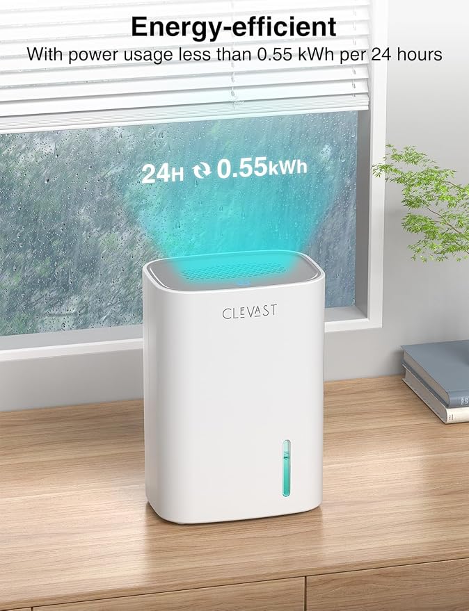 CLEVAST Small Dehumidifier for Home, 30oz Compact Mini Dehumidifier with Auto Shut-Off, Quiet 24dB Portable Air Dehumidifier for Bathroom, Bedroom, Closet, Camper