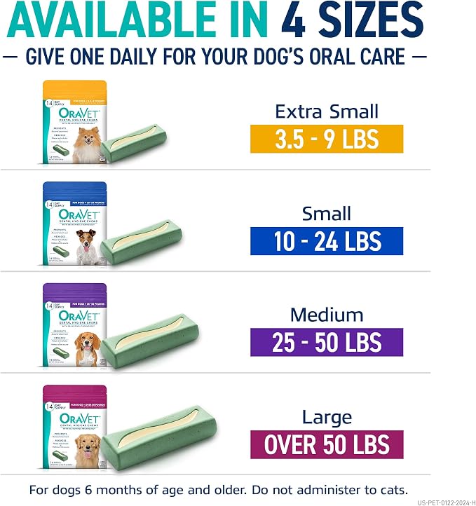 OraVet Dental Hygiene Chews for Small Dogs, Oral Care with Delmopinol, Vanilla Flavor, 14 Count (Pack of 2)