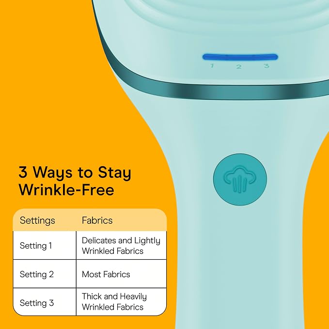Conair Power Steam Garment Steamer, Clothes Steamer Handheld with Ceramic Soleplate, Clothing Steamer, 35-Second Heat-Up, 15-Minute Steam, Fabric Attachments, Mint Green