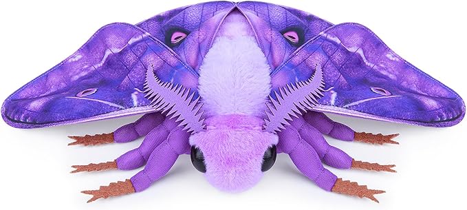 Moth Stuffed Animals Toy, Lifelike Purple Moths Plush 16in, Realistic Soft Big Wing Plushies Figure Gift Collection for Kids