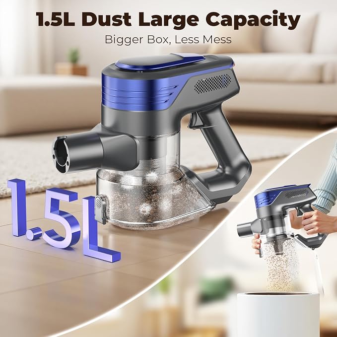 N16 Cordless Vacuum Cleaner, Lightweight Vacuum Cleaners for Home with Powerful Suction, 2600mAh Battery with 45 Mins Runtime, Rechargeable Stick Vacuum Cordless for Hardwood Floor Carpet Pet Hair