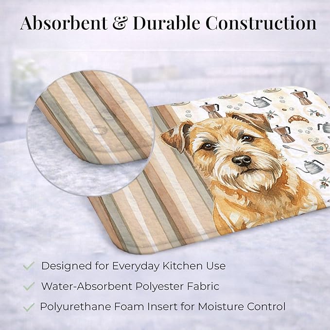 Caroline's Treasures Wheaten Border Terrier Coffee Bar Dish Drying Mat Absorbent Dish Drying Mat Pad for Kitchen Counter Dish Drainer Mat for Countertop, 14 x 21", Multicolor