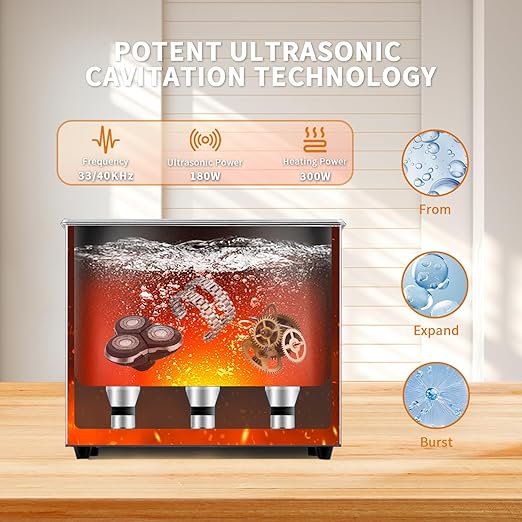 Ultrasonic Cleaner,6L 180W Touch Screen Control Ultrasonic Cleaning Machine with Timer&Heater,Sonic Cleaner for Carburetors,Parts,Chain Cleaning (Including Baskets)