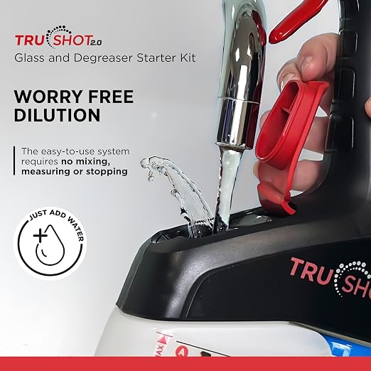 SC Johnson Professional TruShot 2.0 Multi-Surface Glass & Degreaser Mobile Dispensing System Starter Pack, 1 Trigger Dispenser, 2 Cleaning Concentrate Cartridges, for Professional Use