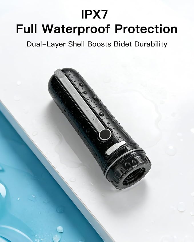 Handheld Portable Travel Bidet Sprayer, Rechargeable Electric Bidet, Peri Bottle for Women & Men, Upside Down Design, Works with Warm Water, No Heating Function, Personal Hygiene Care