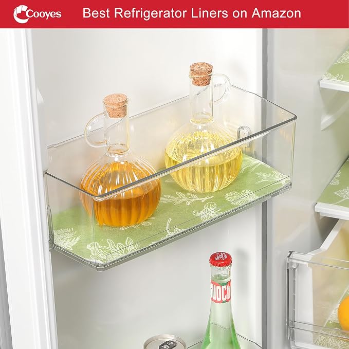 Cooyes Large Fridge Liners for Refrigerator, 17.7" × 36", Drawer & Shelf Liners for Kitchen Cabinets Non-Adhesive, Breathable Cloth Material, Non-Slip, Keep Produce Fresh Longer, 6 Pack, Sage Green