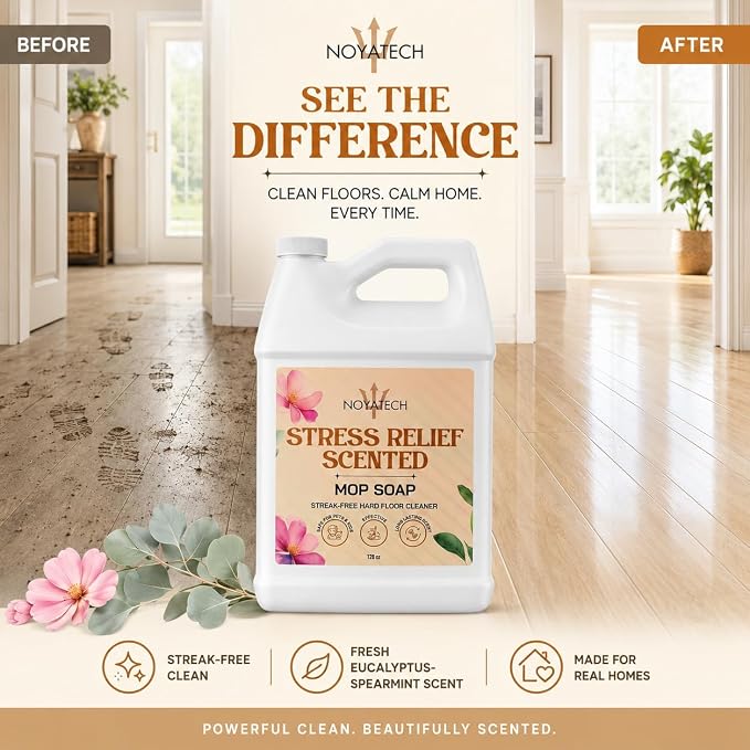 NOYATECH Floor Cleaner Concentrate Gallon - Hardwood, Tile & Stone - Mop Soap All Types - Non-Toxic, Pet & Kid Safe - Made in USA