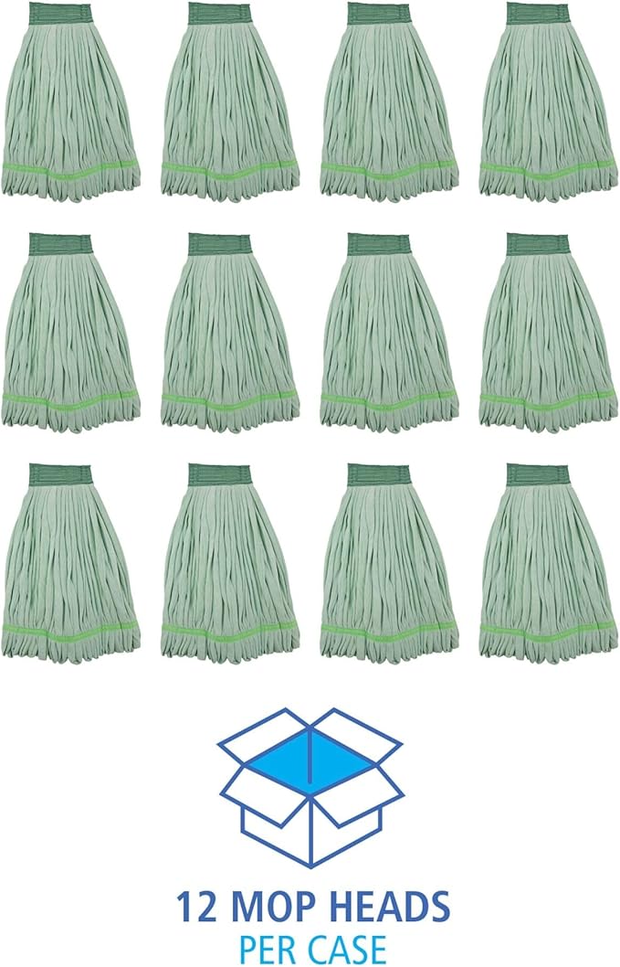 Boardwalk Microfiber Looped-End Wet Mop Head, Large, Green, 12/Carton