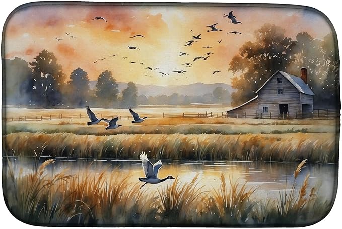Caroline's Treasures Geese in Flight Dish Drying Mat Absorbent Dish Drying Mat Pad for Kitchen Counter Dish Drainer Mat for Countertop, 14 x 21", Multicolor