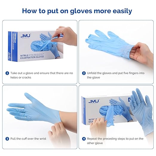 JMU 200 Medical Nitrile Gloves XL, 3.5 Mil Nitrile Gloves Disposable Latex-Free, Blue