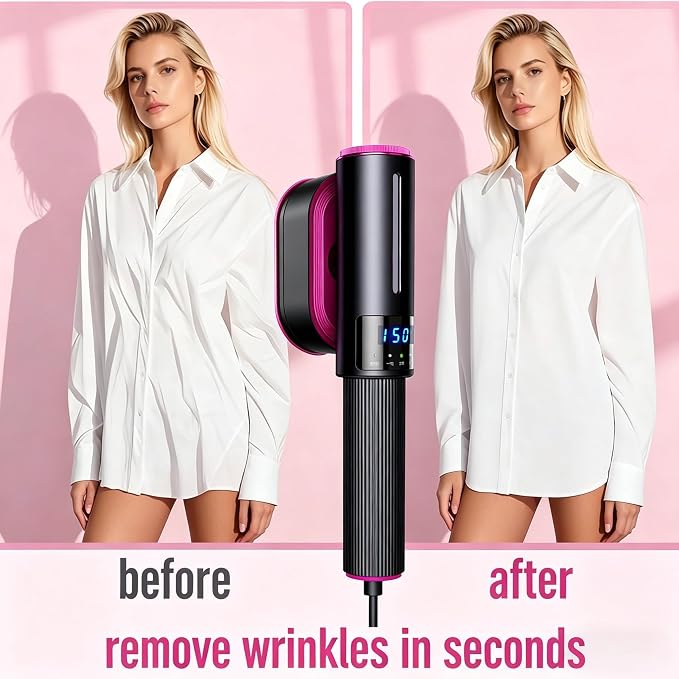 2 in 1 Travel Steamer Iron for Clothes,1200W Portable Handheld steamer for clothes, One-Button Switch, Fast Heat-Up, Quick Wrinkle Removal, Dry & Steam Ironing,110V(Black)