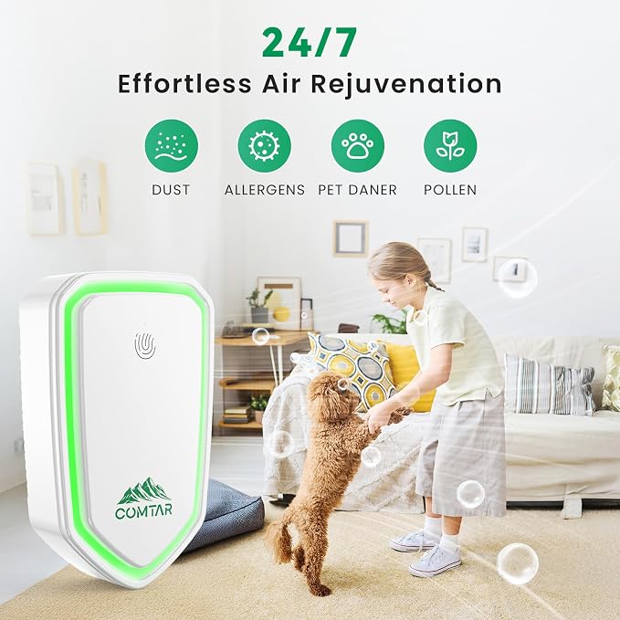 Air Ionizers for Home (4 Pack), Negative Ion Filtration System, Quiet Air Freshener for Bedroom, Office, Kitchen, Portable Air Filter Odor, Smoke Dust, Pets, Eliminator, Mini Air Cleaner