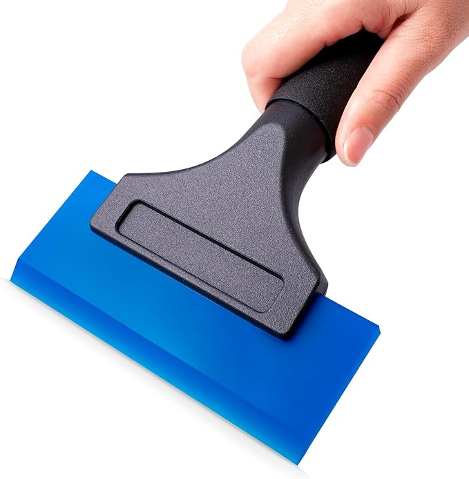 FOSHIO 1 Pack Rubber Water Blade Shower Squeegee Scraper Mirror Glass Wiper Window Cleaner with 7" Long Non-Slip Handle for Bathroom Window Tinting