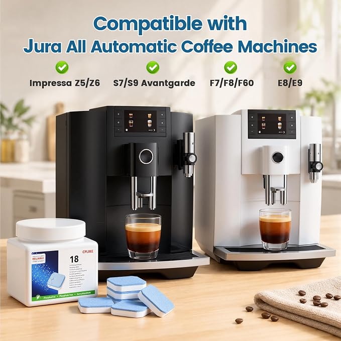 CPLIKE Descaling Tablets for Jura Automatic Coffee Machines, 2-Phase Coffee Machine Cleaner & Decalcifying Tablets for Jura, Extends Machine Life, Preserves Coffee Flavor, 36 Tablets