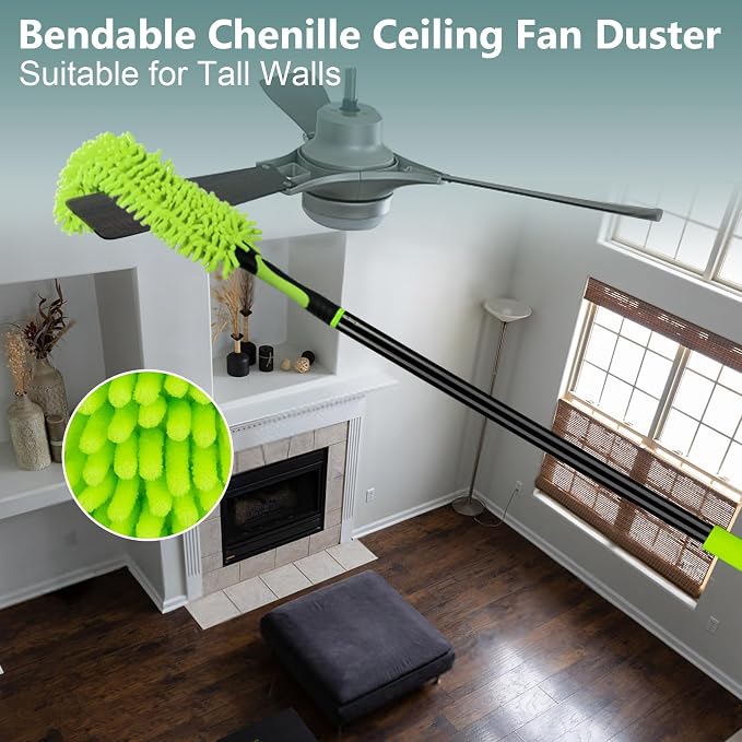 CALBEAU 8 Foot Dusters for Cleaning, Duster with Extension Pole, Microfiber Feather Duster Used for Cleaning Ceiling Fan, High Window, Blinds, Shutters, Sofa, Cobweb Duster for Home (14 PCS)