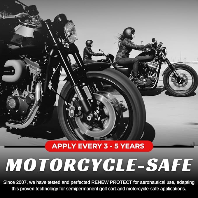 RENEW PROTECT - SATN, Lasts Months - Years, Low-Gloss Ceramic-Hybrid Protectant | 100% Motorcycle-Safe, Golf Carts | Trim & Tire, Restorer for Faded Plastic, Vinyl, & Patio Furniture, Stop Dry Rot 8oz