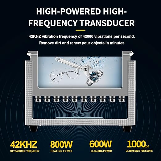 Ultrasonic Cleaning Machine 30L Digital Ultrasonic Parts Cleaner with Timer 42kHz SUS 304 Stainless Steel Lab Sonic Cleaner for Professional Tools,Metal Parts,Jewelry,Eyeglasses