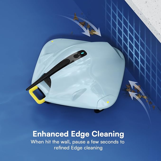 LVKE Cordless Robotic Pool Cleaner, Automatic Pool Vacuum with Upgraded Obstacle Crossing, 120 Mins, Double Filters, Dirt Lock Technology, LED Indicator, Ideal for Above Ground Flat Pools, Green