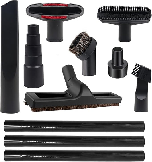 11 PCS Vacuum Accessories for Shop Vac Attachment, 2 1/2" to 1 1/4" and 1 7/8" to 1" Hose Adapter for Shop Vac, 1 1/4" 360 Degrees Swivel Vacuum Hard Floor Brush Flexible Crevice Tool